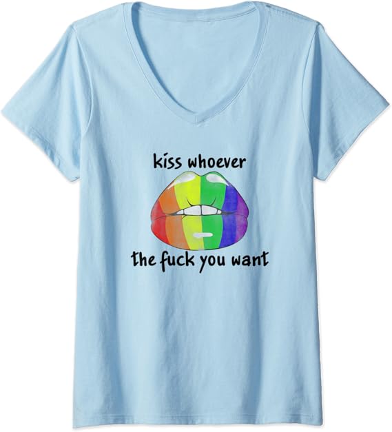 Womens LGBT Rainbow Flag Kiss Whoever The Fuck You Want
